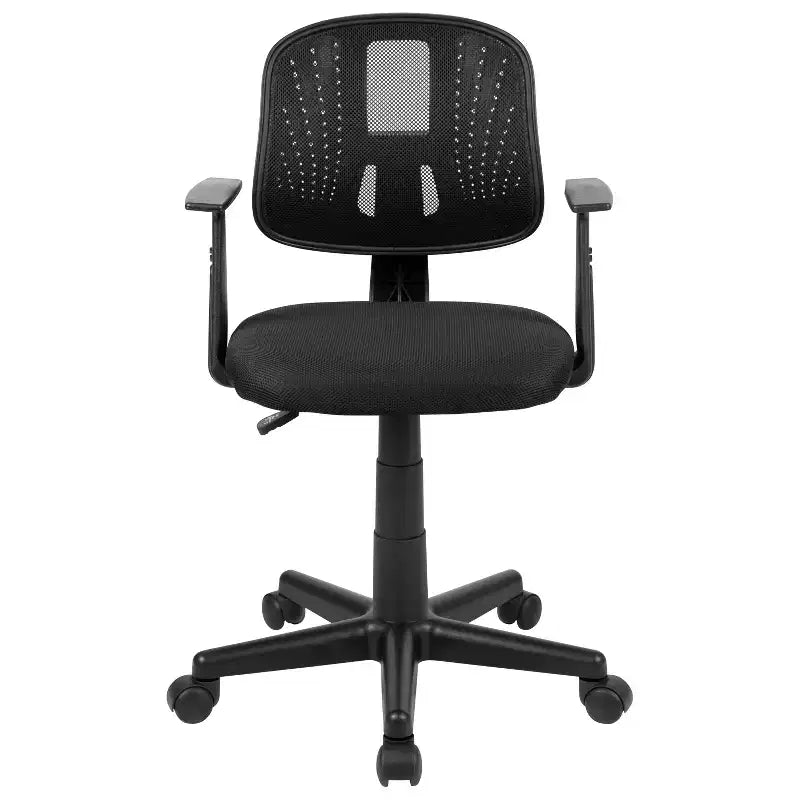 Fauteuil de bureau pivotant noir/gris/blanc en maille mi-dossier avec accoudoirs fixes, pour 1 personne