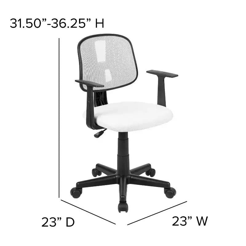 Fauteuil de bureau pivotant noir/gris/blanc en maille mi-dossier avec accoudoirs fixes, pour 1 personne