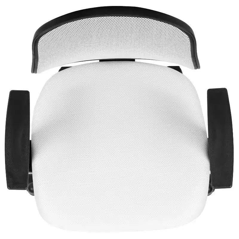 Fauteuil de bureau pivotant noir/gris/blanc en maille mi-dossier avec accoudoirs fixes, pour 1 personne