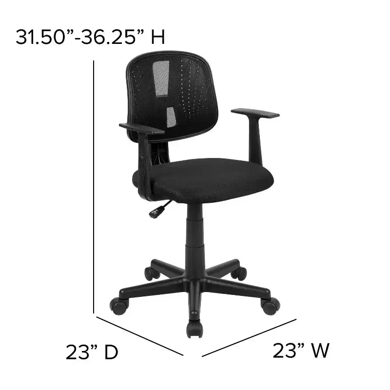 Fauteuil de bureau pivotant noir/gris/blanc en maille mi-dossier avec accoudoirs fixes, pour 1 personne