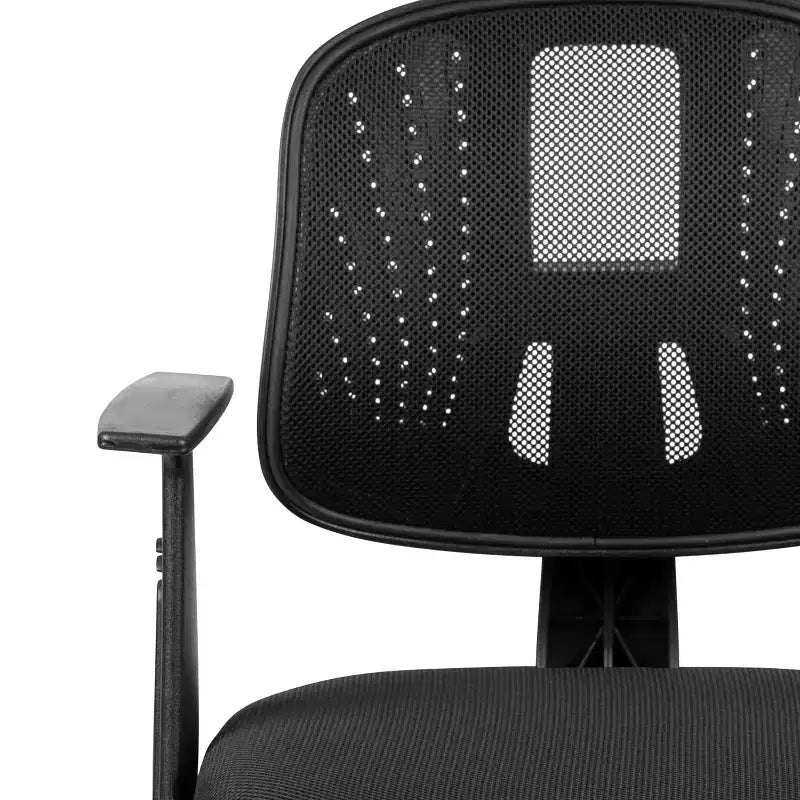 Fauteuil de bureau pivotant noir/gris/blanc en maille mi-dossier avec accoudoirs fixes, pour 1 personne