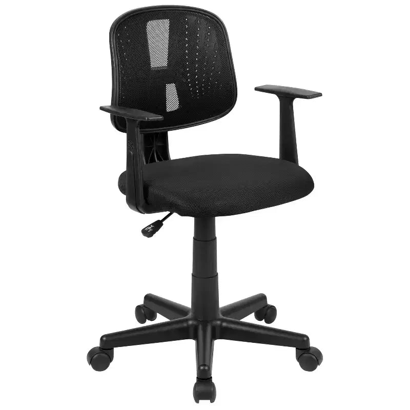 Fauteuil de bureau pivotant noir/gris/blanc en maille mi-dossier avec accoudoirs fixes, pour 1 personne