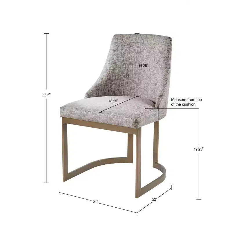 Chaise de salle à manger sans accoudoirs, dossier bas, crème/gris, lot de 2