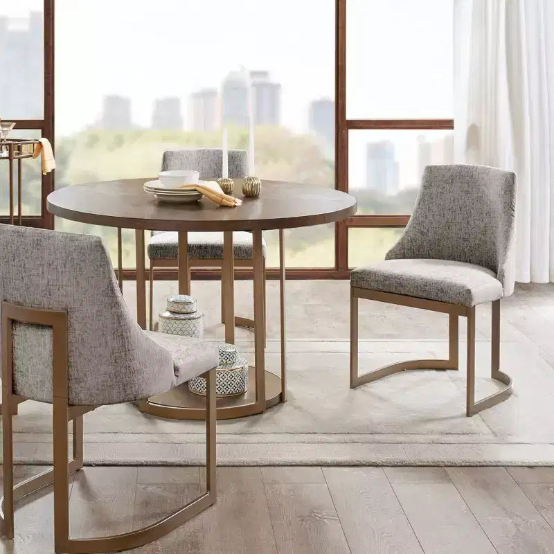 Chaise de salle à manger sans accoudoirs, dossier bas, crème/gris, lot de 2