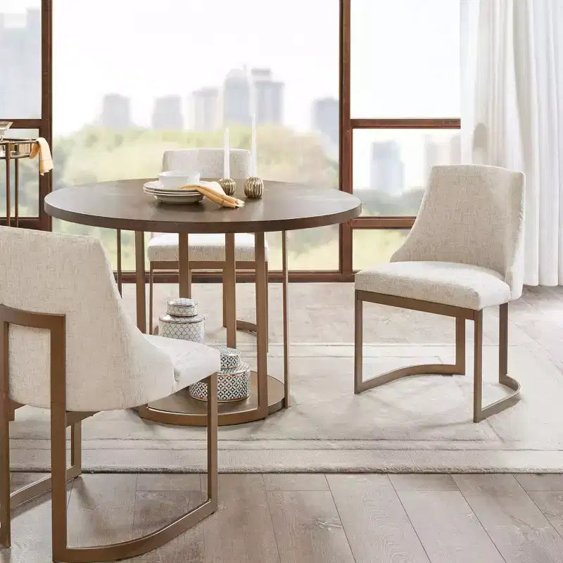 Chaise de salle à manger sans accoudoirs, dossier bas, crème/gris, lot de 2