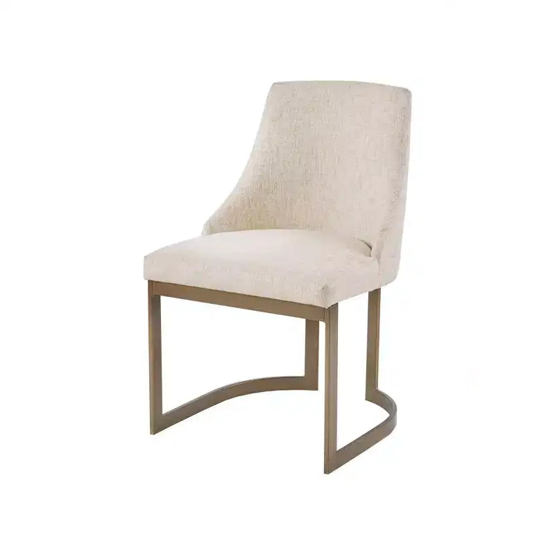 Chaise de salle à manger sans accoudoirs, dossier bas, crème/gris, lot de 2