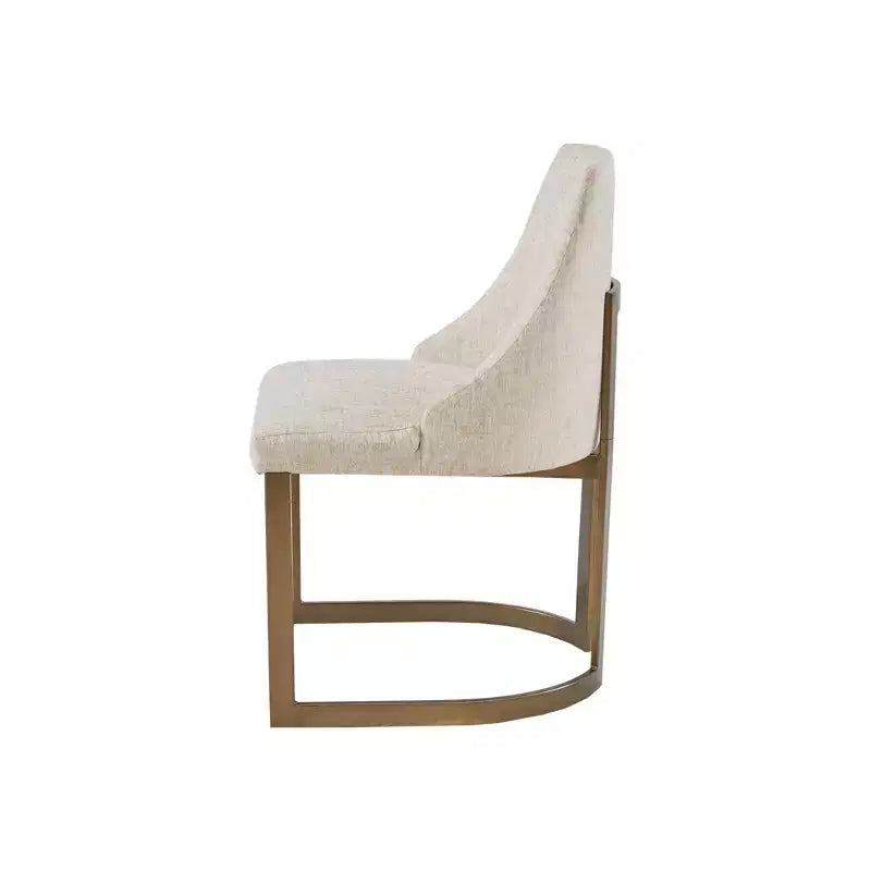 Chaise de salle à manger sans accoudoirs, dossier bas, crème/gris, lot de 2