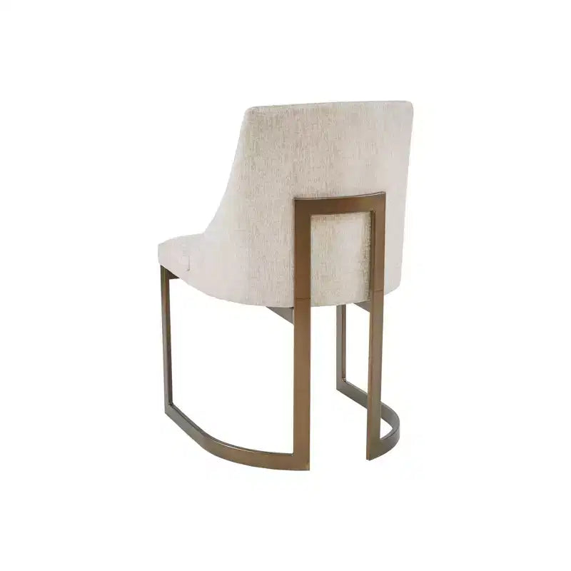 Chaise de salle à manger sans accoudoirs, dossier bas, crème/gris, lot de 2