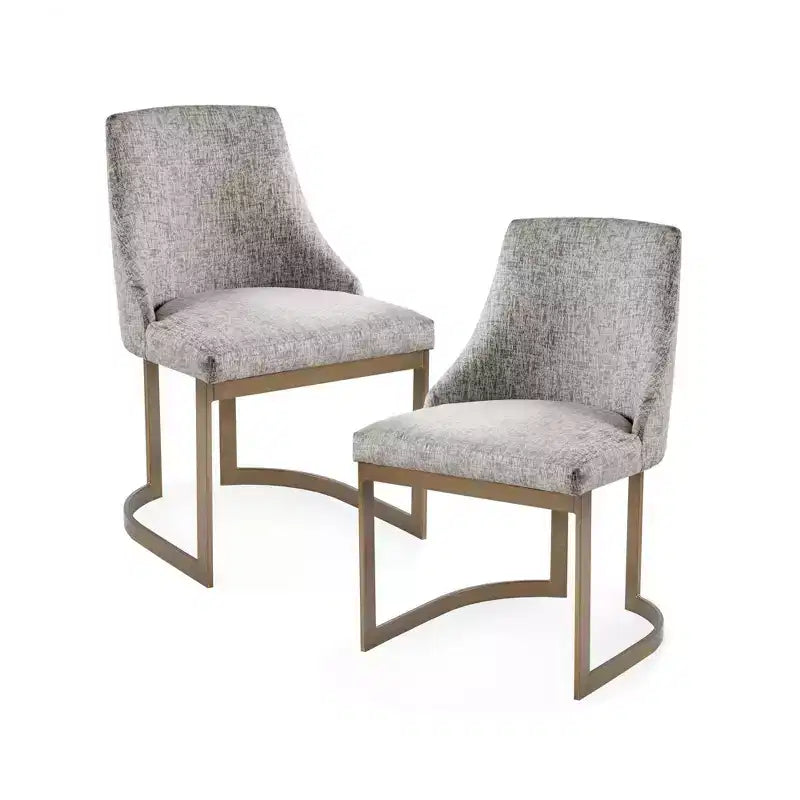 Chaise de salle à manger sans accoudoirs, dossier bas, crème/gris, lot de 2