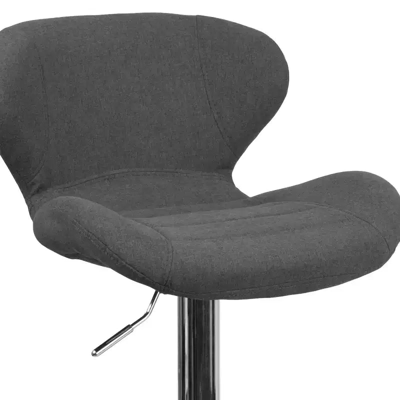 Tabouret de bar pivotant à hauteur réglable, dossier mi-haut incurvé, rembourré, 1 place