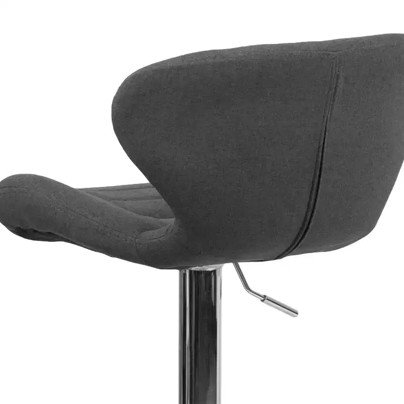 Tabouret de bar pivotant à hauteur réglable, dossier mi-haut incurvé, rembourré, 1 place