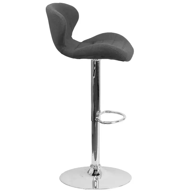 Tabouret de bar pivotant à hauteur réglable, dossier mi-haut incurvé, rembourré, 1 place