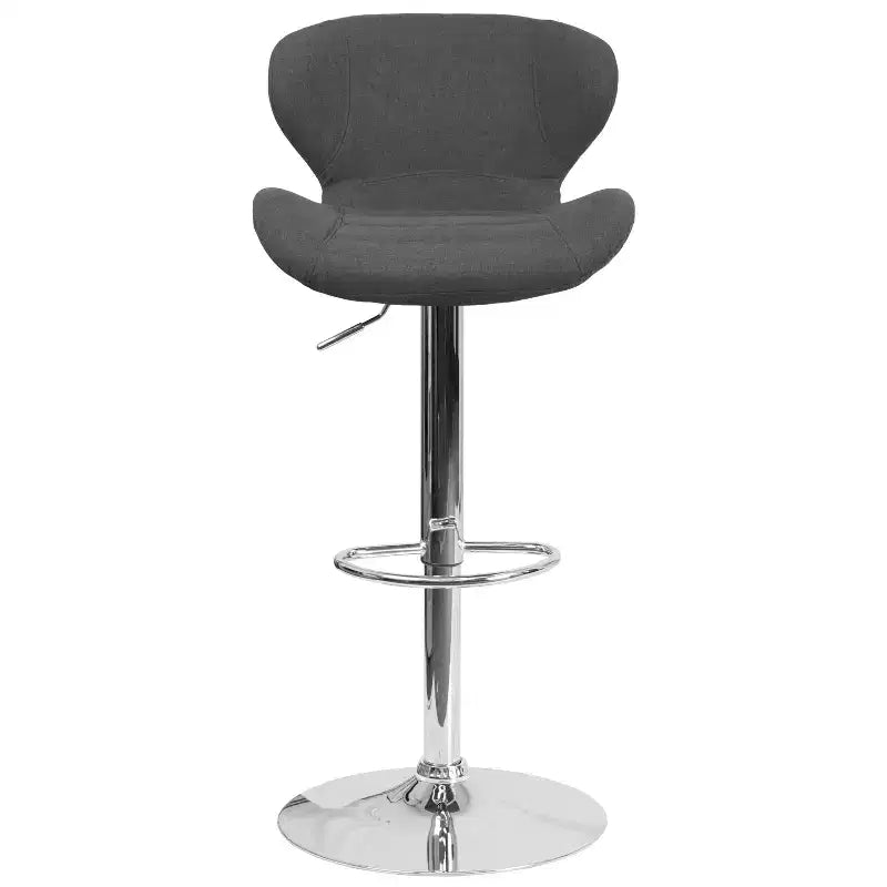Tabouret de bar pivotant à hauteur réglable, dossier mi-haut incurvé, rembourré, 1 place
