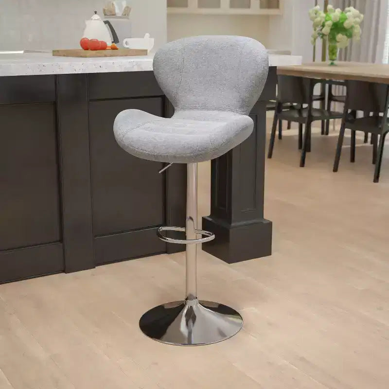 Tabouret de bar pivotant à hauteur réglable, dossier mi-haut incurvé, rembourré, 1 place