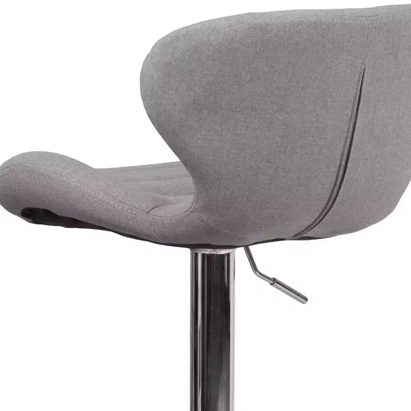 Tabouret de bar pivotant à hauteur réglable, dossier mi-haut incurvé, rembourré, 1 place