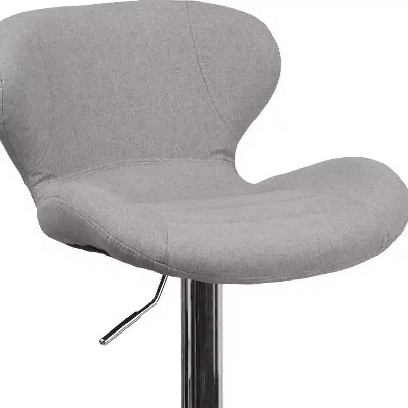 Tabouret de bar pivotant à hauteur réglable, dossier mi-haut incurvé, rembourré, 1 place