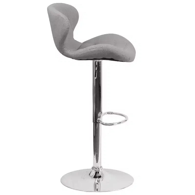 Tabouret de bar pivotant à hauteur réglable, dossier mi-haut incurvé, rembourré, 1 place