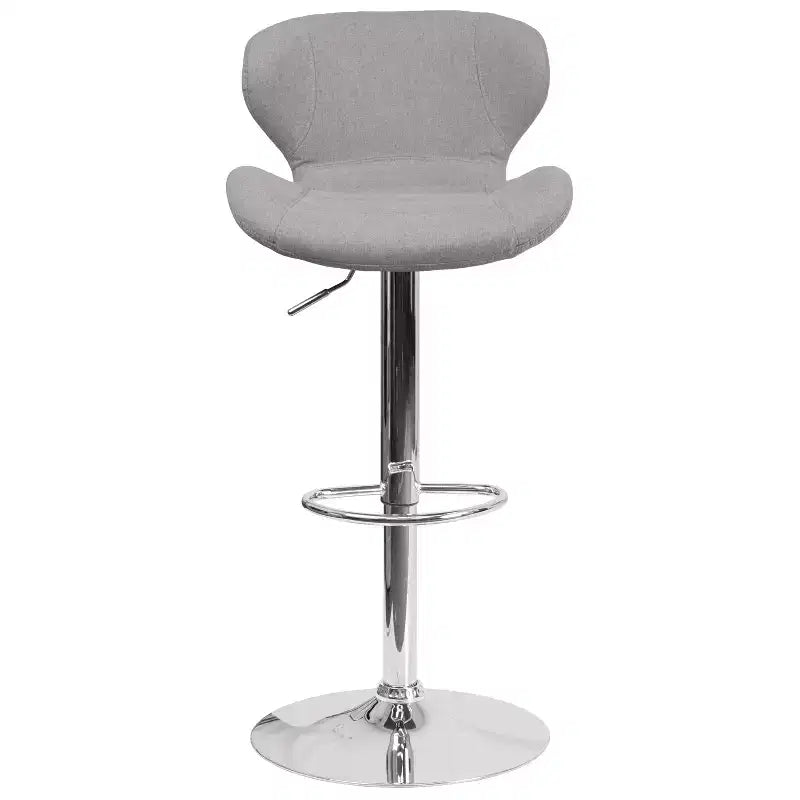 Tabouret de bar pivotant à hauteur réglable, dossier mi-haut incurvé, rembourré, 1 place