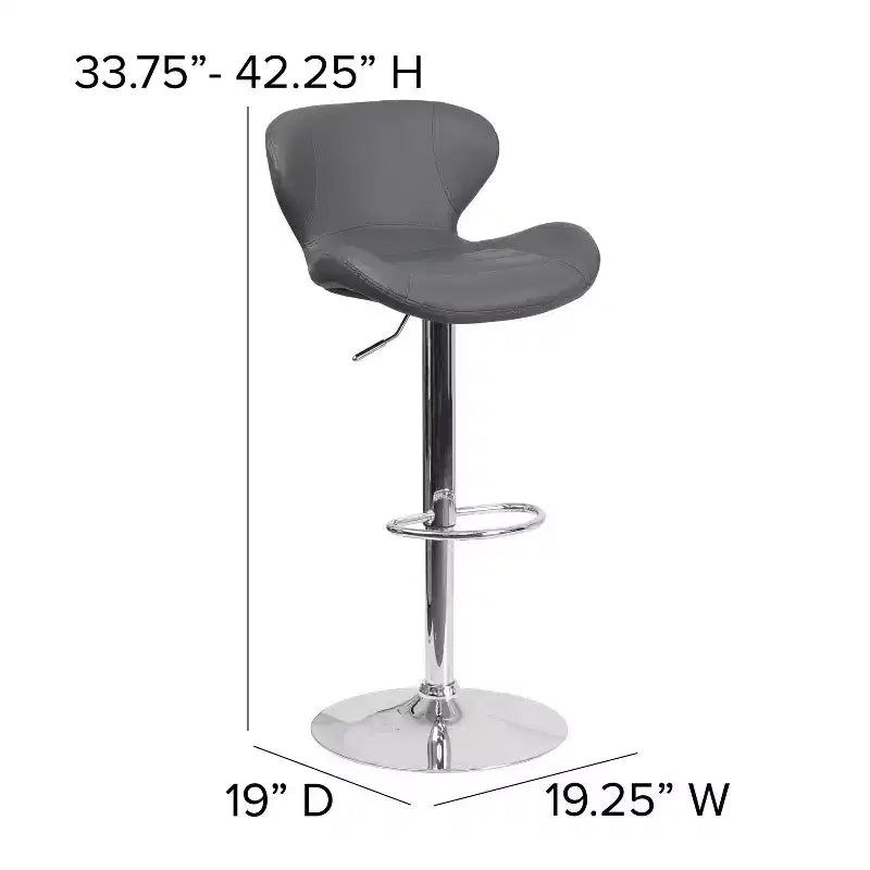 Tabouret de bar pivotant à hauteur réglable, dossier mi-haut incurvé, rembourré, 1 place
