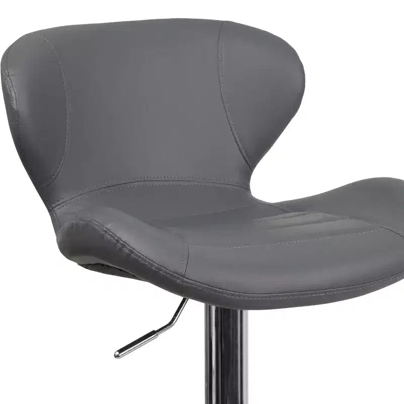 Tabouret de bar pivotant à hauteur réglable, dossier mi-haut incurvé, rembourré, 1 place