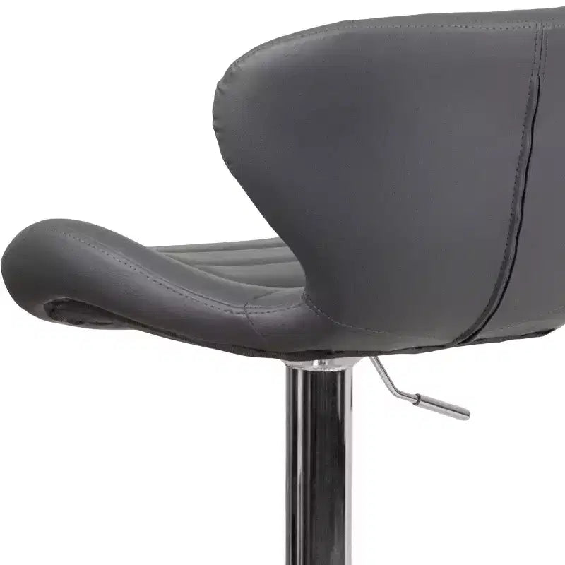 Tabouret de bar pivotant à hauteur réglable, dossier mi-haut incurvé, rembourré, 1 place