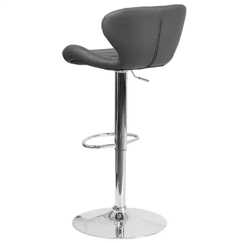 Tabouret de bar pivotant à hauteur réglable, dossier mi-haut incurvé, rembourré, 1 place