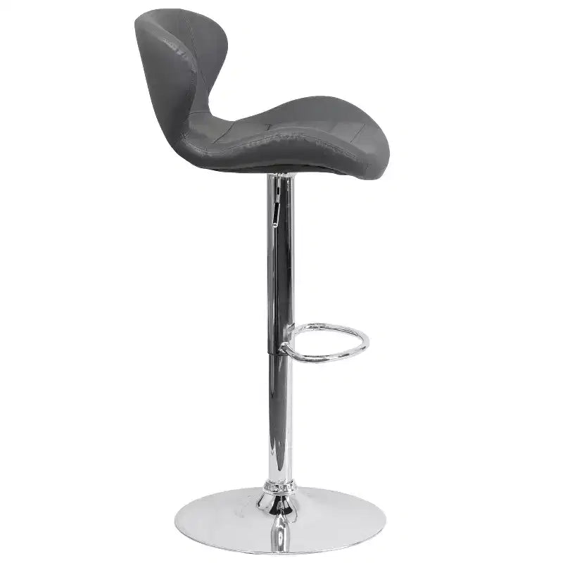 Tabouret de bar pivotant à hauteur réglable, dossier mi-haut incurvé, rembourré, 1 place