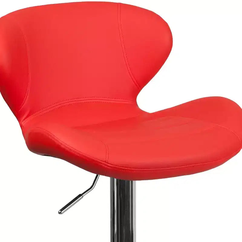 Tabouret de bar pivotant à hauteur réglable, dossier mi-haut incurvé, rembourré, 1 place