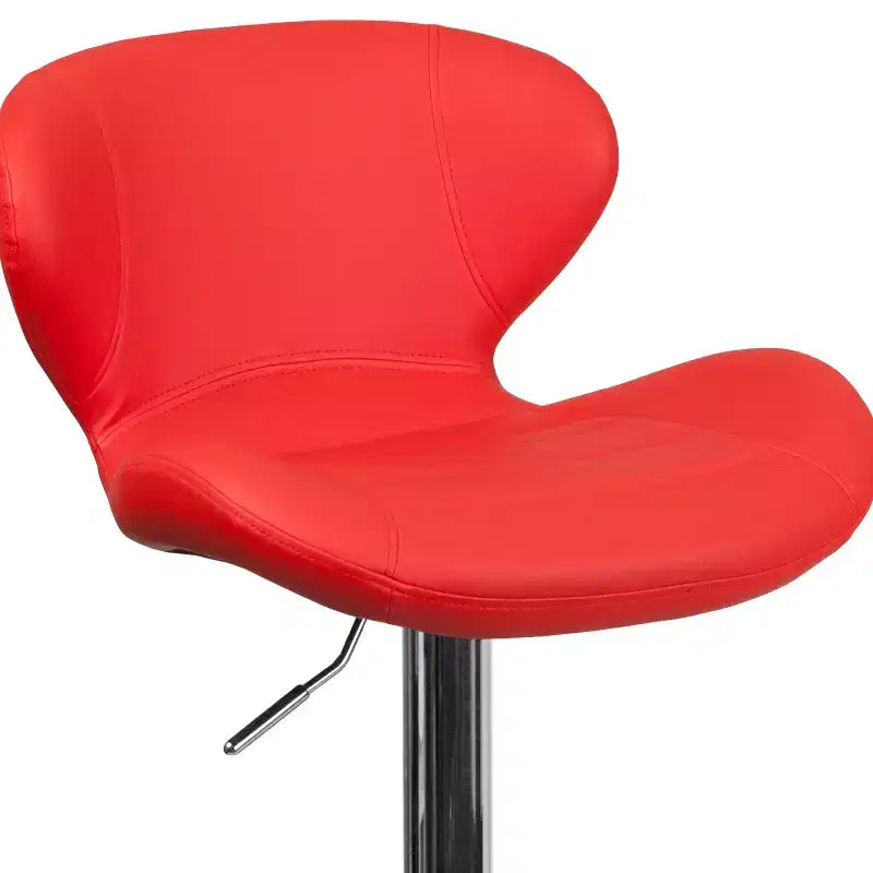 Tabouret de bar pivotant à hauteur réglable, dossier mi-haut incurvé, rembourré, 1 place