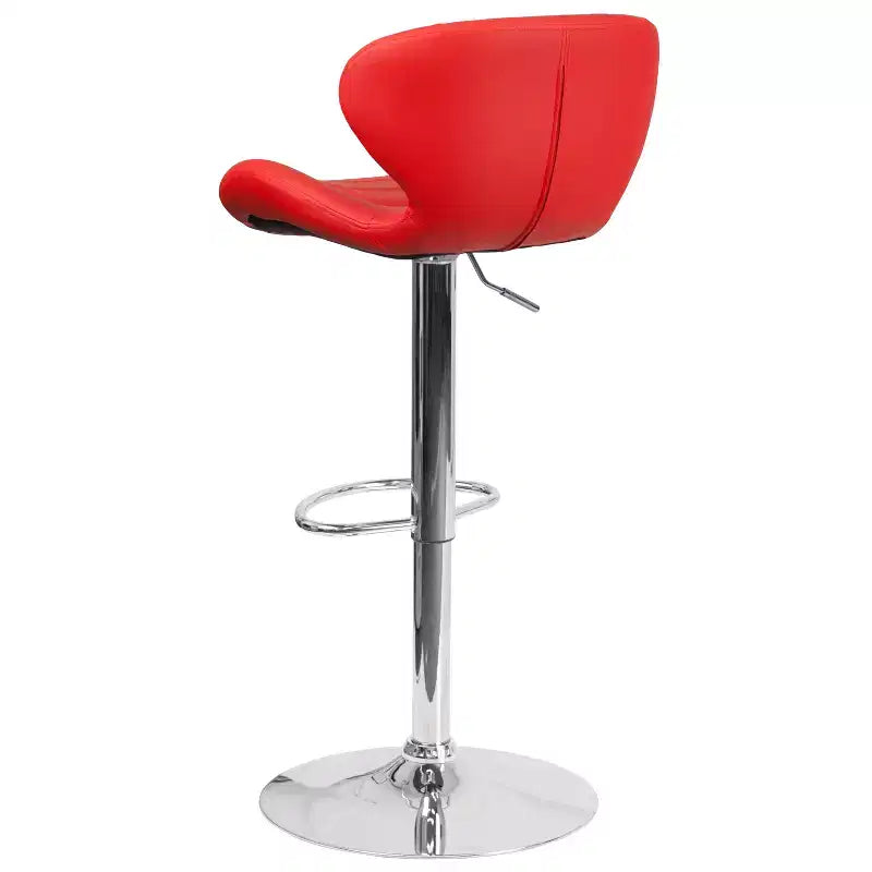 Tabouret de bar pivotant à hauteur réglable, dossier mi-haut incurvé, rembourré, 1 place