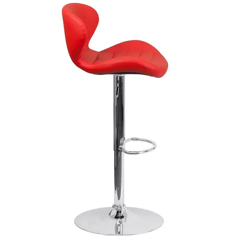 Tabouret de bar pivotant à hauteur réglable, dossier mi-haut incurvé, rembourré, 1 place