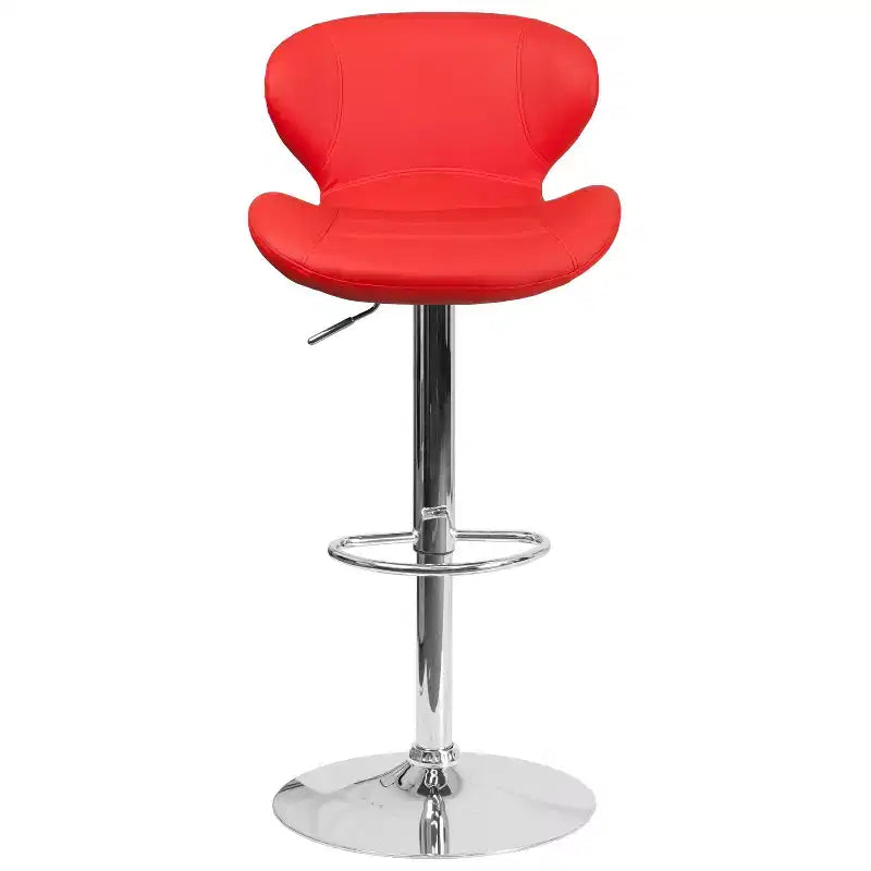 Tabouret de bar pivotant à hauteur réglable, dossier mi-haut incurvé, rembourré, 1 place