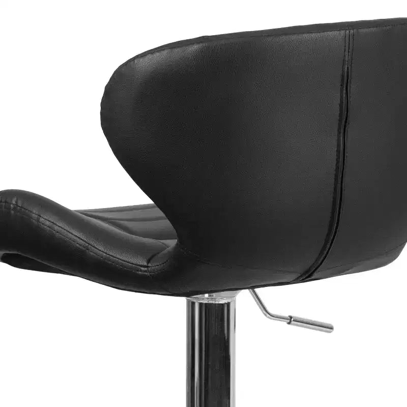 Tabouret de bar pivotant à hauteur réglable, dossier mi-haut incurvé, rembourré, 1 place