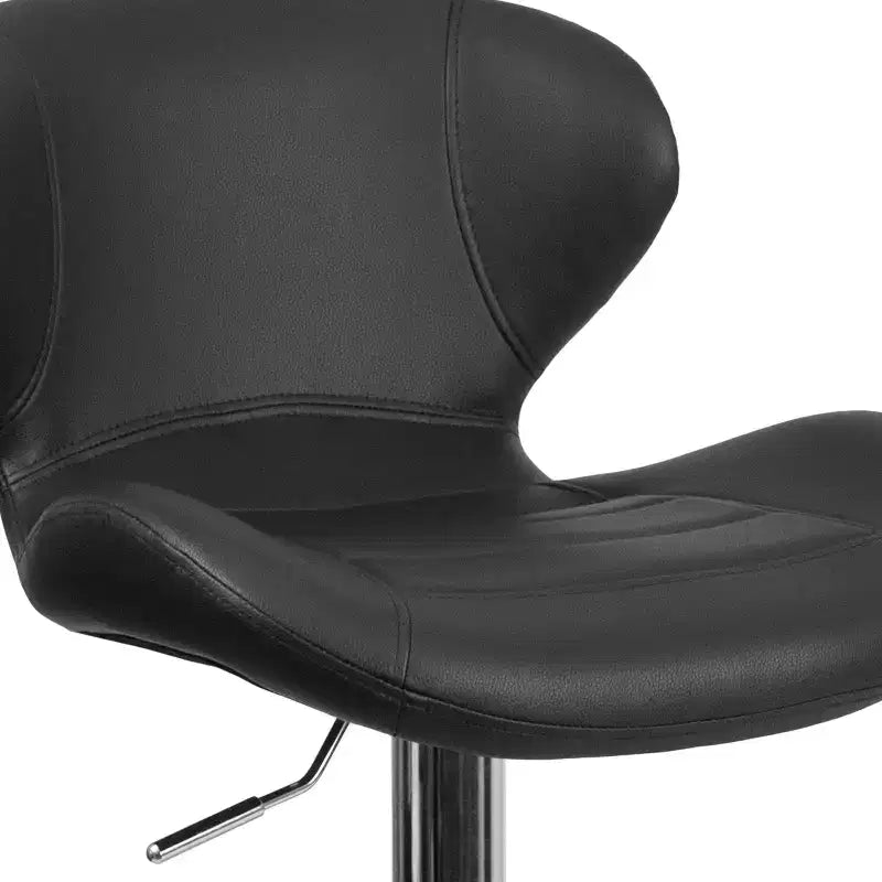Tabouret de bar pivotant à hauteur réglable, dossier mi-haut incurvé, rembourré, 1 place