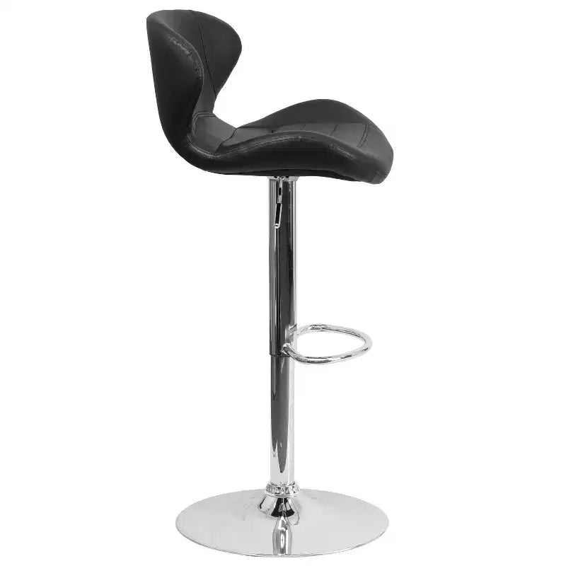Tabouret de bar pivotant à hauteur réglable, dossier mi-haut incurvé, rembourré, 1 place