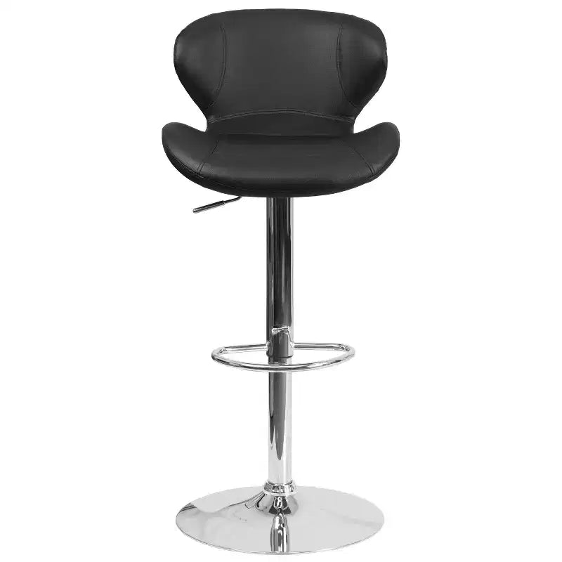 Tabouret de bar pivotant à hauteur réglable, dossier mi-haut incurvé, rembourré, 1 place