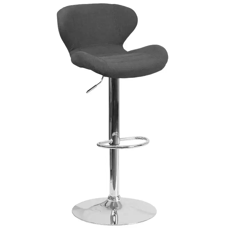 Tabouret de bar pivotant à hauteur réglable, dossier mi-haut incurvé, rembourré, 1 place