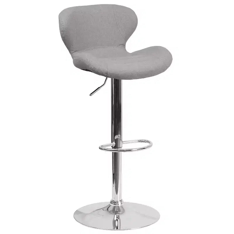 Tabouret de bar pivotant à hauteur réglable, dossier mi-haut incurvé, rembourré, 1 place
