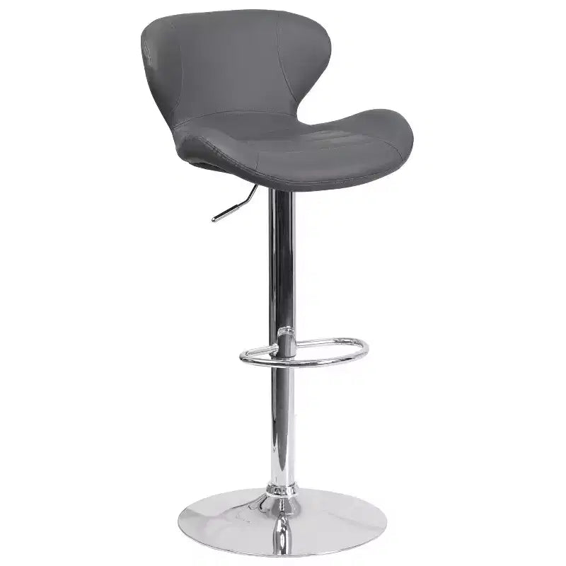 Tabouret de bar pivotant à hauteur réglable, dossier mi-haut incurvé, rembourré, 1 place