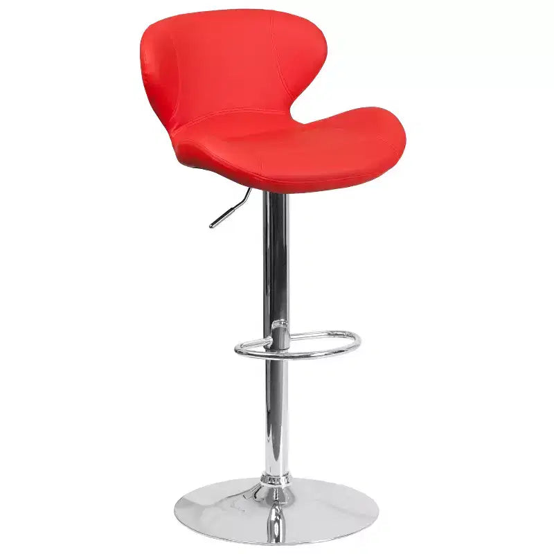 Tabouret de bar pivotant à hauteur réglable, dossier mi-haut incurvé, rembourré, 1 place