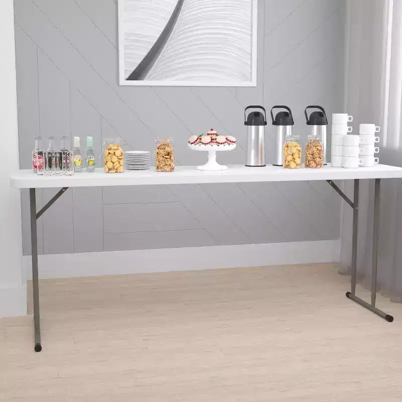 Table pliante rectangulaire blanche, 3 places, 1,8 m