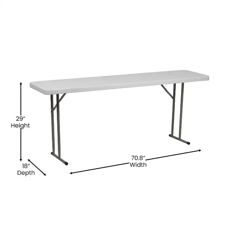 Table pliante rectangulaire blanche, 3 places, 1,8 m