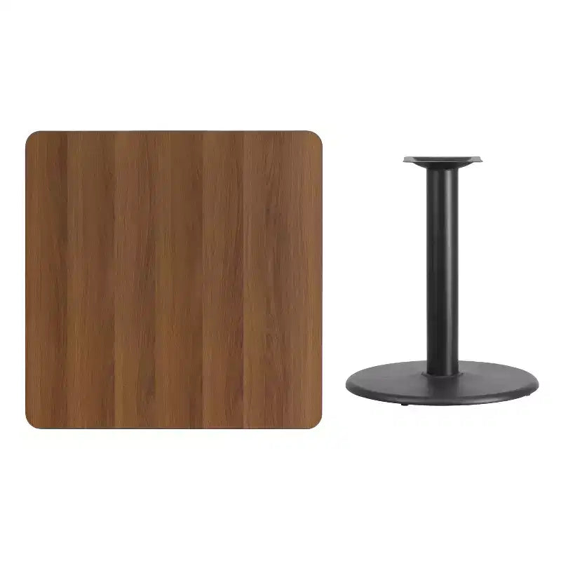 Ensemble de salle à manger avec table carrée stratifiée de 91 cm, Noir/Acajou/Naturel/Noyer, 4 places