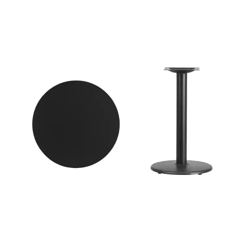 Table à manger ronde stratifiée avec base en fer, 2 places – Noir / Acajou / Naturel / Noyer