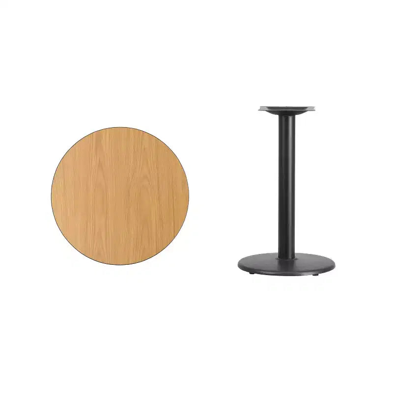 Table à manger ronde stratifiée avec base en fer, 2 places – Noir / Acajou / Naturel / Noyer