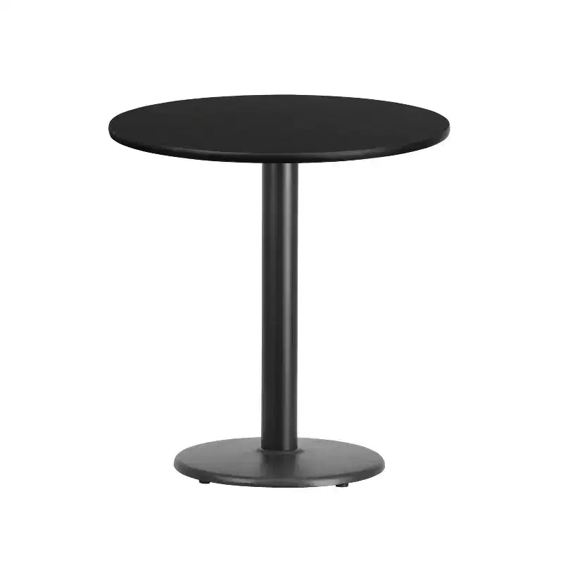 Table à manger ronde stratifiée avec base en fer, 2 places – Noir / Acajou / Naturel / Noyer