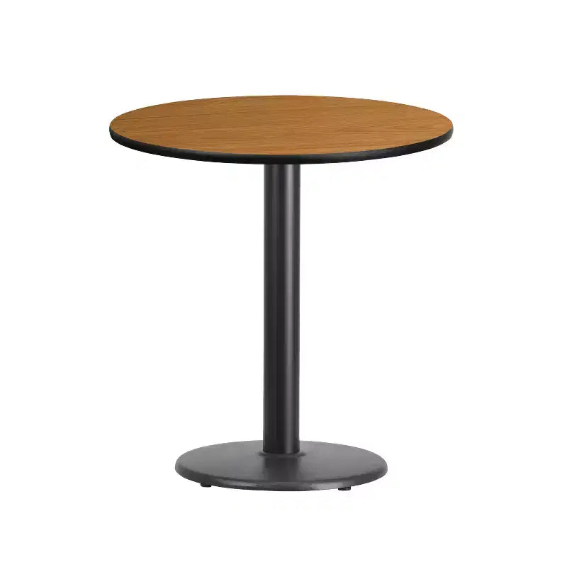 Table à manger ronde stratifiée avec base en fer, 2 places – Noir / Acajou / Naturel / Noyer