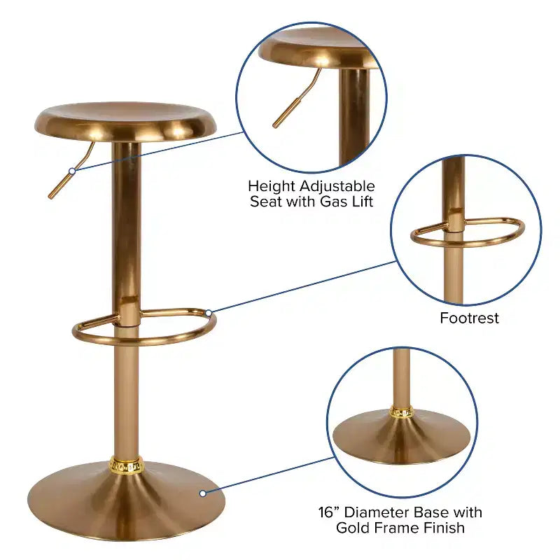 Tabouret de bar pivotant à hauteur réglable, sans dossier, 1 place