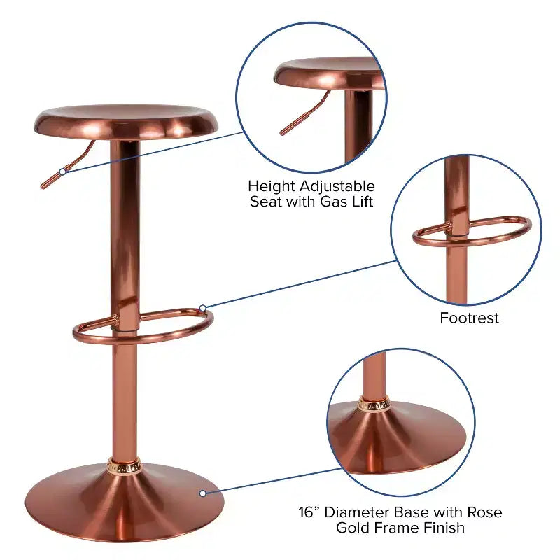 Tabouret de bar pivotant à hauteur réglable, sans dossier, 1 place