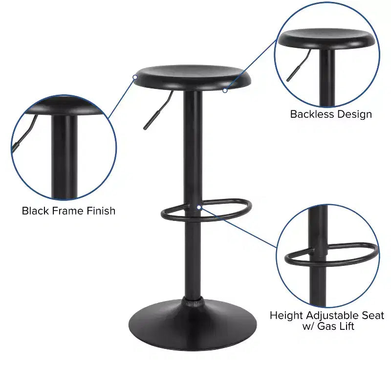 Tabouret de bar pivotant à hauteur réglable, sans dossier, 1 place